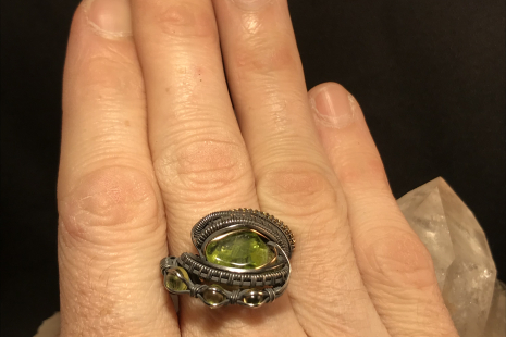 Peridot “Trinity Series” Oxidized Silver Ring SIZE 8.5-9