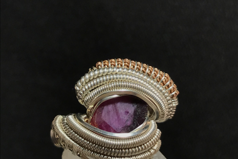 Ruby Sterling Silver Ring w/ Rose Gold Size 6.25