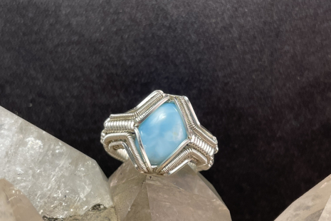 Larimar Sym Silver Ring Size 6