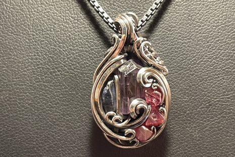 Purple Apatite, Sapphire w/Spinels Amulet