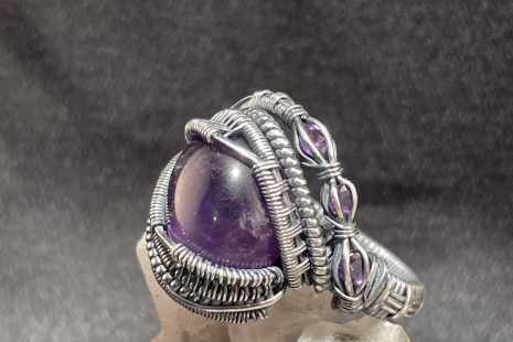 Amethyst “Trinity Series” Silver Ring Size 11