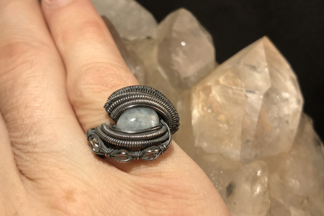 Aquamarine “Trinity Series” Silver Ring SIZE 6.5