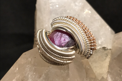 Ruby Sterling Silver Ring w/ Rose Gold Size 6.25
