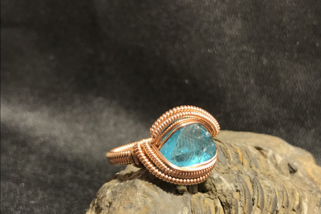 Brazilian Blue Apatite Rose Gold “mini” Ring SIZE 8
