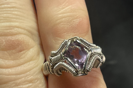Amethyst Facet Silver Ring Size 5