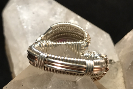 Ruby Sterling Silver Ring w/ Rose Gold Size 6.25