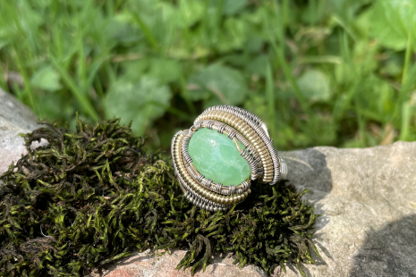 Chrysoprase Sterling Silver & Gold Ring Size 10