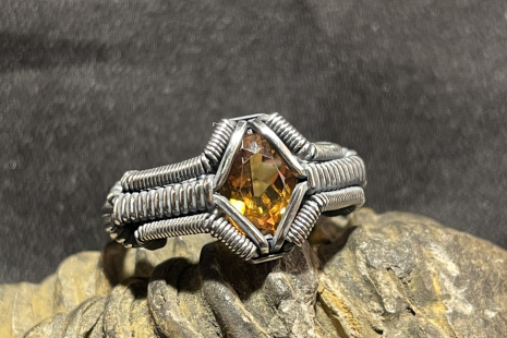 Madeira Citrine Silver Ring Size 6.5
