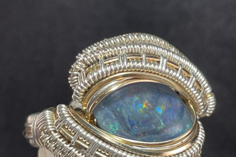 Australian Opal Silver Ring Size 10