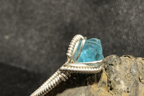 Blue Apatite Silver “mini” Ring SIZE 5-5.5