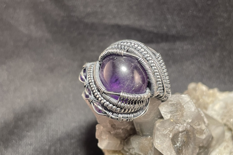 Amethyst “Trinity Series” Silver Ring Size 11