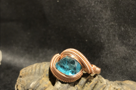 Brazilian Blue Apatite Rose Gold “mini” Ring SIZE 8