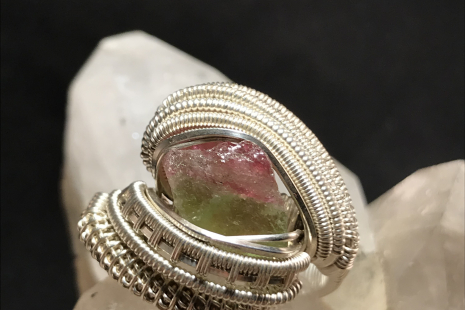 Watermelon Tourmaline Sterling Silver Ring Size 11