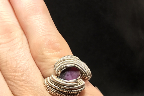 Ruby Sterling Silver Ring w/ Rose Gold Size 6.25