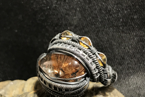 Rutile Quartz “Trinity Series” Silver Ring Size 9.5