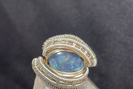 Australian Opal Silver Ring Size 10