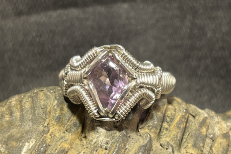 Amethyst Facet Silver Ring Size 5