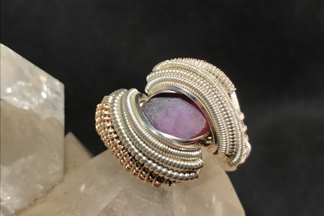 Ruby Sterling Silver Ring w/ Rose Gold Size 6.25