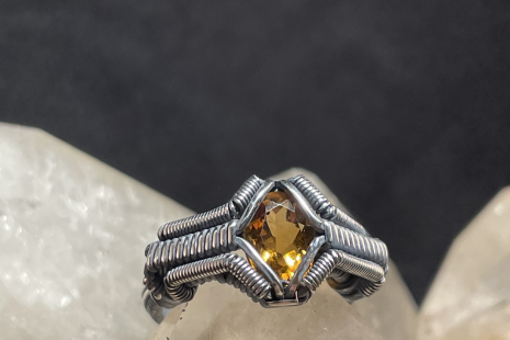 Madeira Citrine Silver Ring Size 6.5