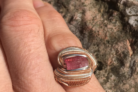 Pink Tourmaline Rose Gold Ring SIZE 6.5
