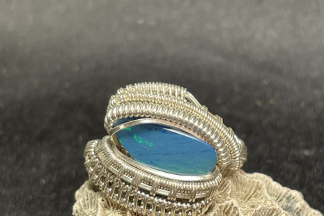 Australian Opal Sterling Silver Ring Size 9-9.25