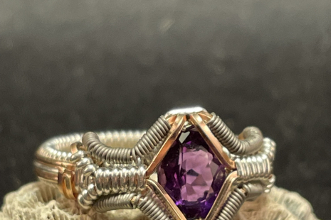 Amethyst Facet Sterling Symmetry Ring Size 7.5