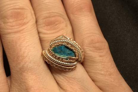 Chrysocolla Silver Ring SIZE 8