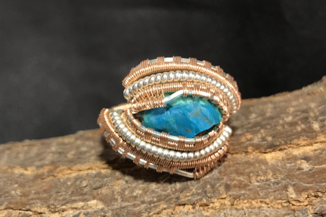 Chrysocolla Silver Ring SIZE 8