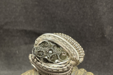 Sea Coral Sterling Silver Silver w/ Titanium Ring Size 10.5