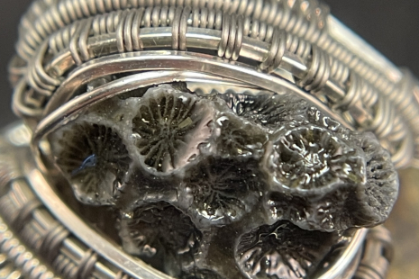 Sea Coral Sterling Silver Silver w/ Titanium Ring Size 10.5