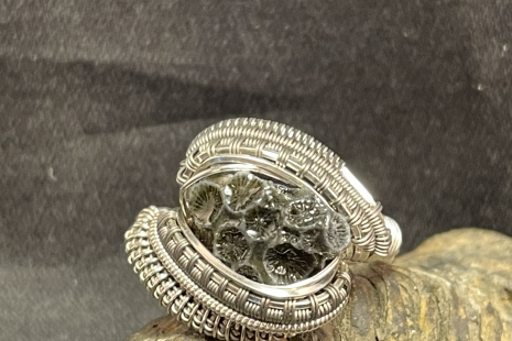 Sea Coral Sterling Silver Silver w/ Titanium Ring Size 10.5