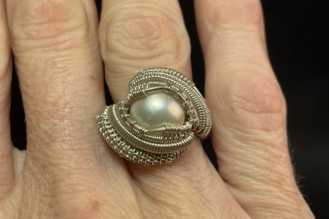 Freshwater Pearl Sterling Silver Ring Size 8.5