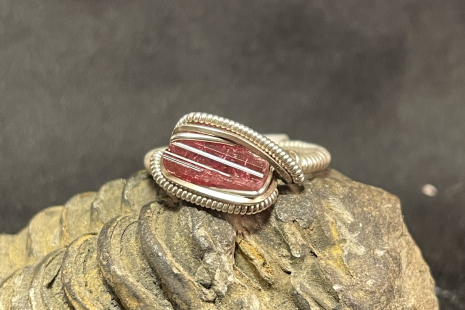Pink Tourmaline Sterling Silver mini Ring Size 6.5