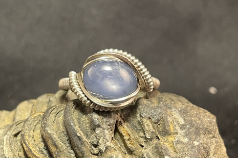 Blue Kyanite Sterling Silver mini Ring Size 6