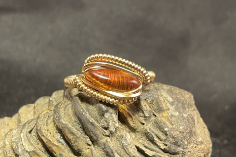 Amber 14kt Gold fill “mini” Ring Size 6.5
