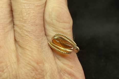 Amber 14kt Gold fill “mini” Ring Size 6.5