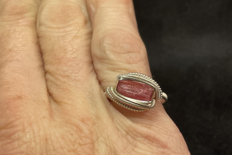 Pink Tourmaline Sterling Silver “mini” Ring Size 8