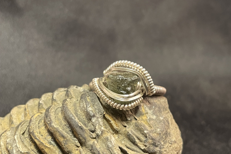 Moldavite Sterling Silver “mini” Ring Size 6