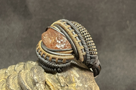 Imperial Topaz Oxidized Sterling Silver Ring Size 7.5-8