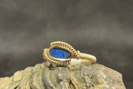 Australian Opal 14kt Gold “mini” Ring Size 6.5