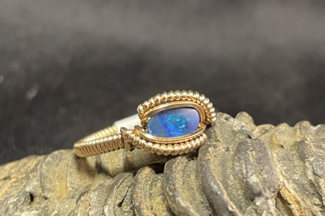 Australian Opal 14kt Gold “mini” Ring Size 6.5
