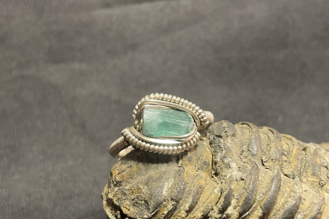 Indicolite Tourmaline Sterling Silver “mini” style Ring Size 7.5