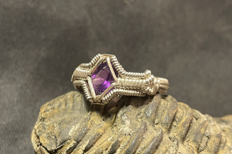 Amethyst Sterling Silver Symmetrical Style Ring Size 7.5-8