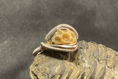 Sea Coral Sterling Silver “mini” Ring Size 7