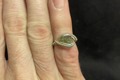Moldavite Sterling Silver “mini” Ring Size 4.5-5 Moldavite Sterling Silver “mini” Ring Size 4.5-5