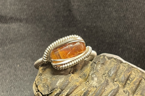 Orange Kyanite Sterling Silver “mini” Ring Size 10.5 Orange Kyanite Sterling Silver “mini” Ring Size 10.5