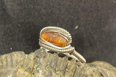 Orange Kyanite Sterling Silver “mini” Ring Size 10.5 Orange Kyanite Sterling Silver “mini” Ring Size 10.5