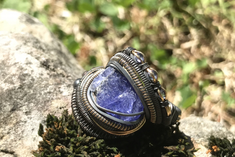 Tanzanite"Trinity Series" Oxidized Silver Ring SIZE 11