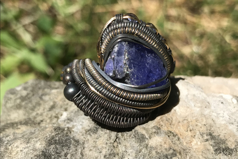 Tanzanite"Trinity Series" Oxidized Silver Ring SIZE 11
