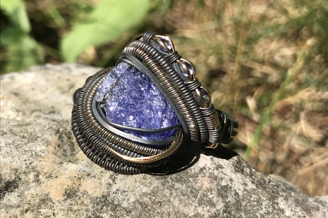 Tanzanite"Trinity Series" Oxidized Silver Ring SIZE 11